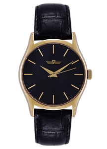 Luxury Black & Gold Minimalist Dress Watch