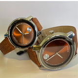 BARHO Brown Leather Couple Watch Set – Elegant Matching Timepieces