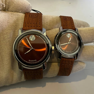 BARHO Brown Leather Couple Watch Set – Elegant Matching Timepieces