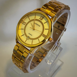 Westchi Gold Quartz Dress Watch with Date Display