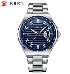 CURREN Men's Luxury Stainless Steel Watch – Blue Dial with Date Display