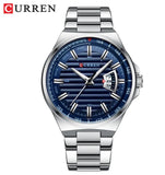 CURREN Men's Luxury Stainless Steel Watch – Blue Dial with Date Display