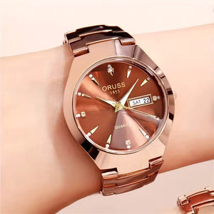 Luxury Rose Gold Quartz Watch – Elegant Diamond Accent Timepiece